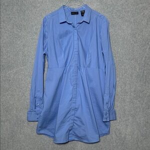 New York & Company Blue and White preppy Striped Long Sleeve TShirt Dress Size L